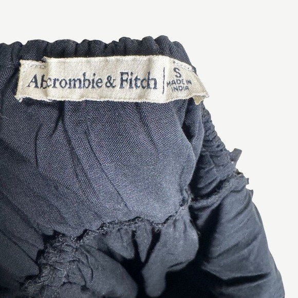 Abercrombie & Fitch Black Poplin V-Neck Double Strap Maxi Dress Size Small - Picture 6 of 8